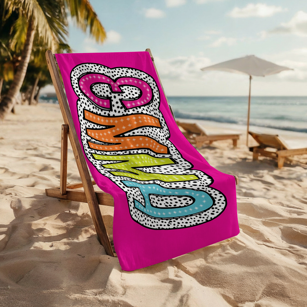 Personalized Personalized Multicolor Dalmatian Dots Beach Towel