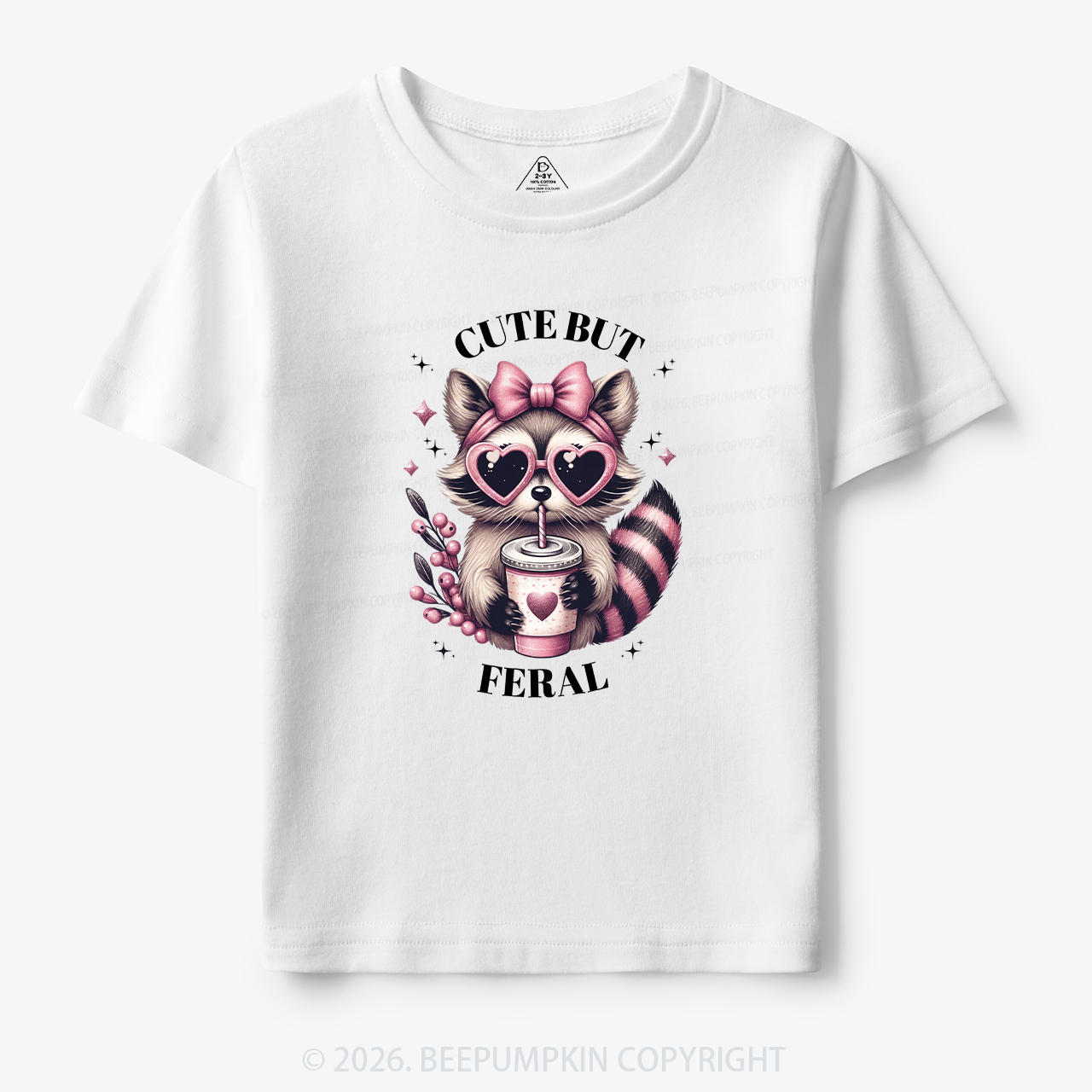 Cute But Feral Funny Raccoon Toddler&Kid's Tees
