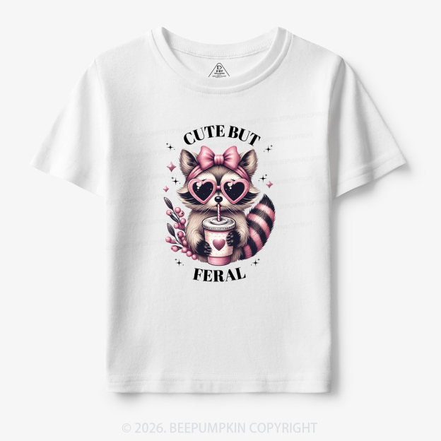 Cute But Feral Funny Raccoon Toddler&Kid's Tees