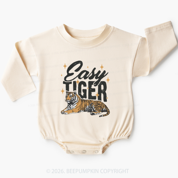 Retro Easy Tiger Funny Animal Baby Bubble Romper