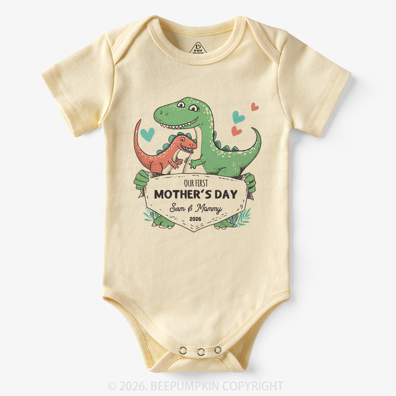 Personalized Our First Mother's Day Cute Dinosaur Bodysuit