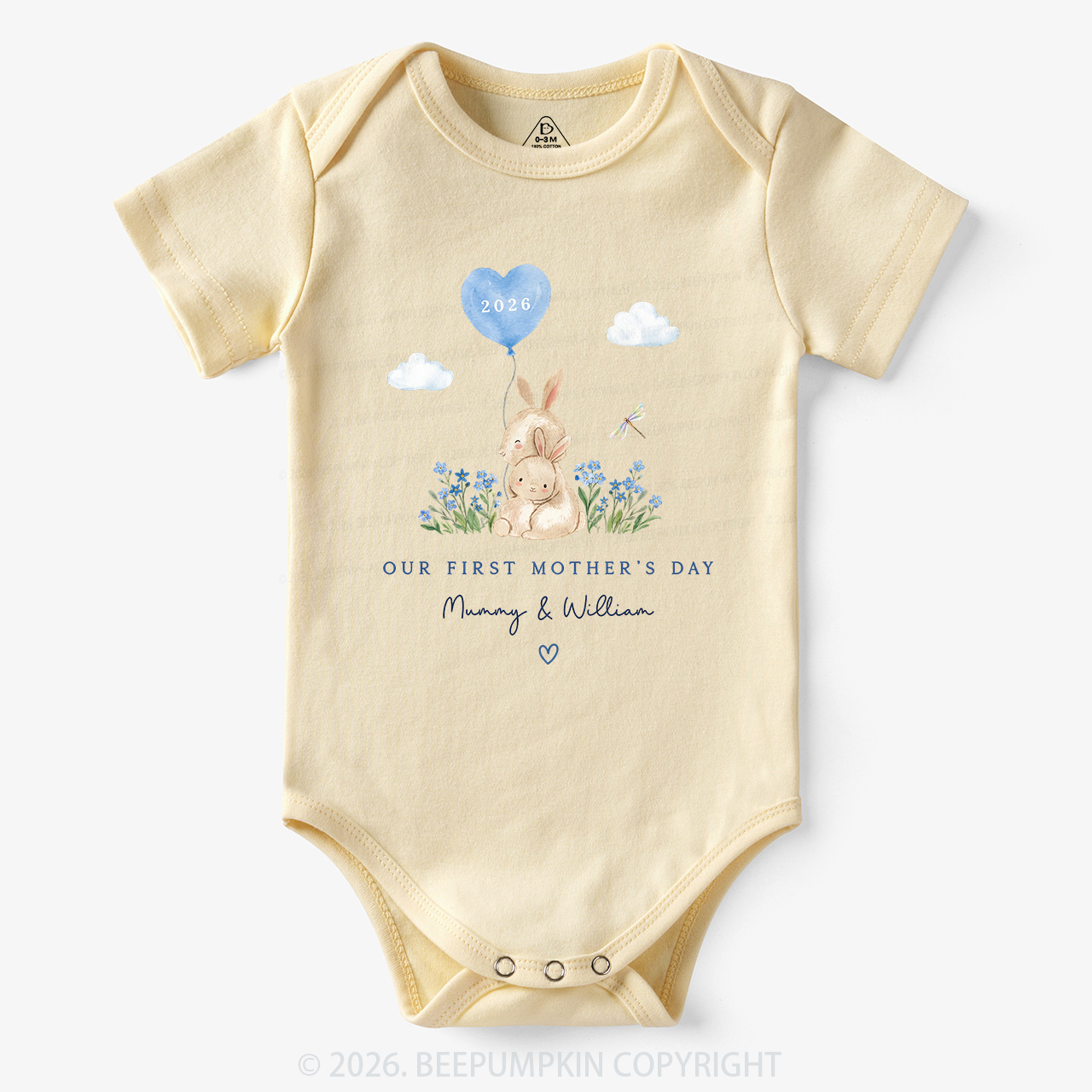 Personalized Our First Mother's Day Rabbit Together Bodysuit