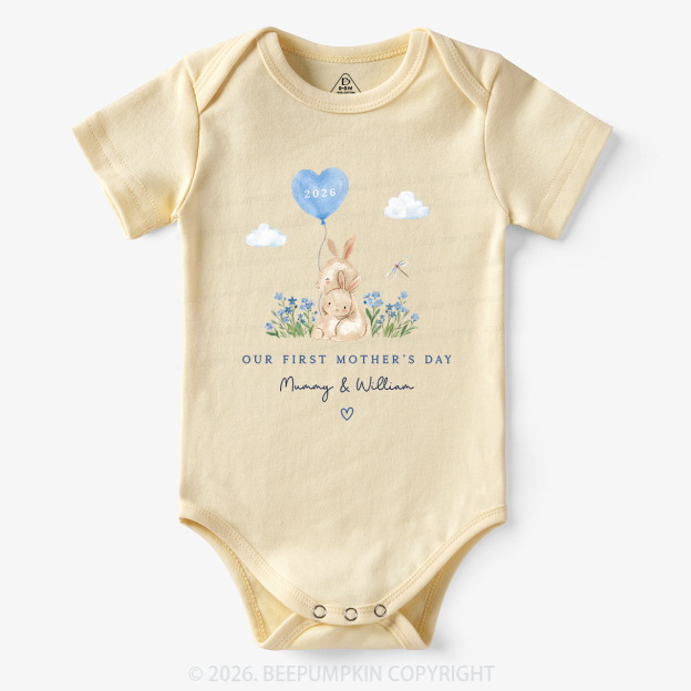 Personalized Our First Mother's Day Rabbit Together Bodysuit