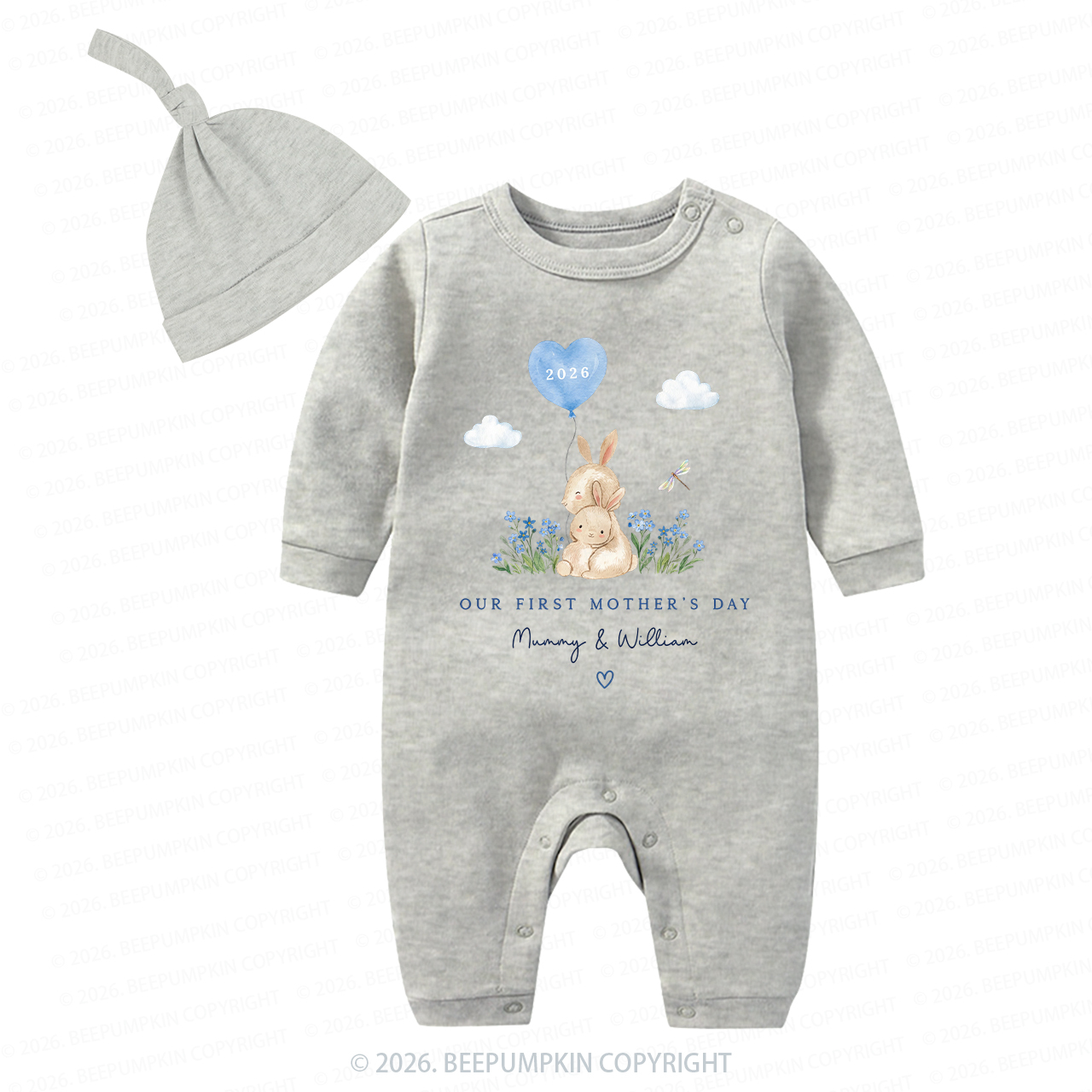 Personalized Our First Mother's Day Rabbit Together Baby Coming Home Outfit