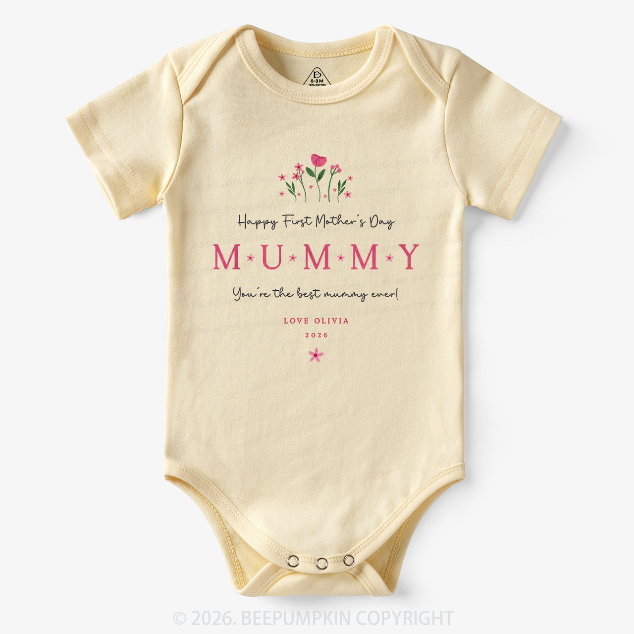 Personalized Our First Mother's Day Together Flower Bodysuit