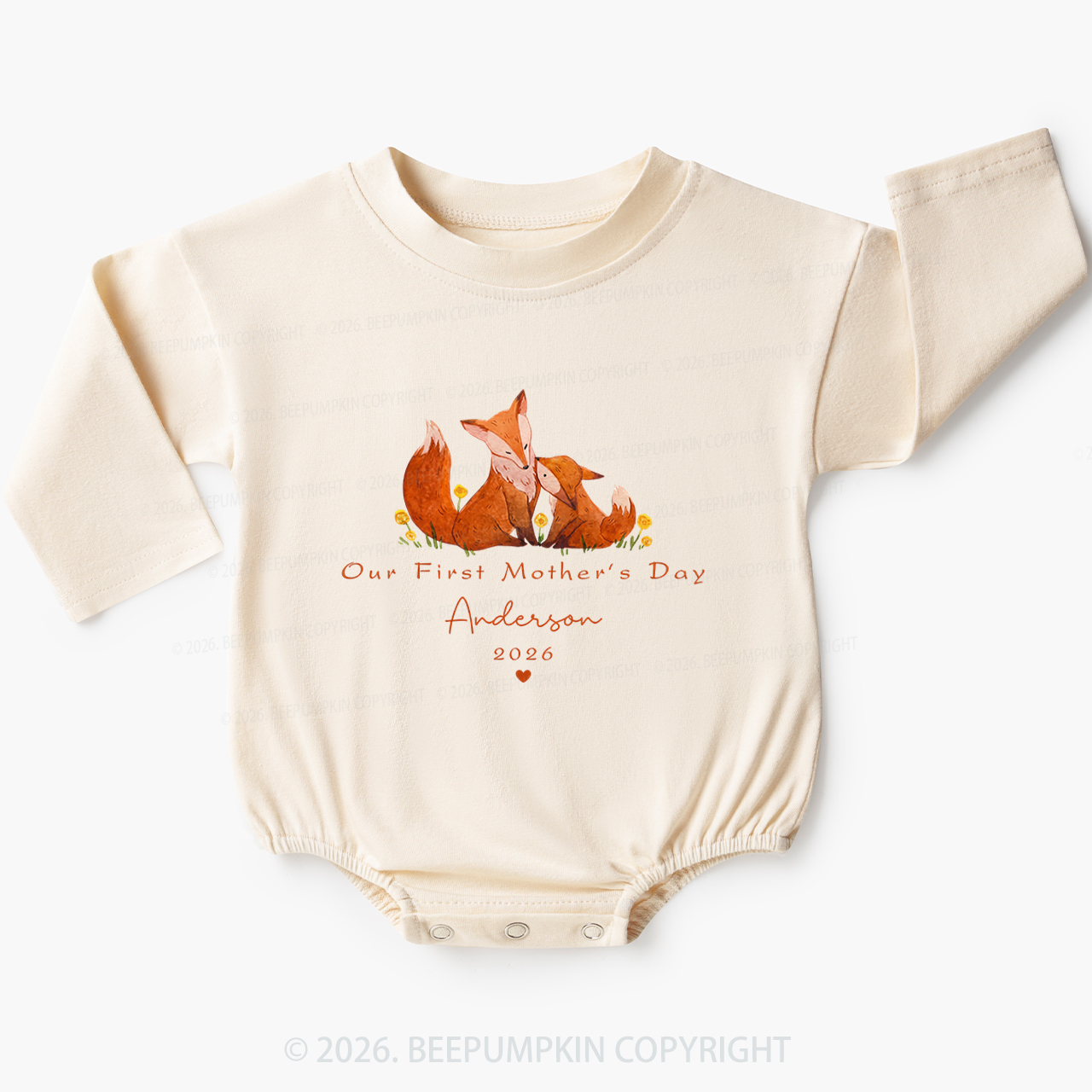 Personalized First Mother's Day Fox Baby Bubble Romper