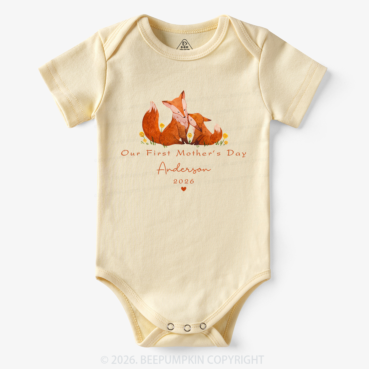 Personalized First Mother's Day Fox Bodysuit