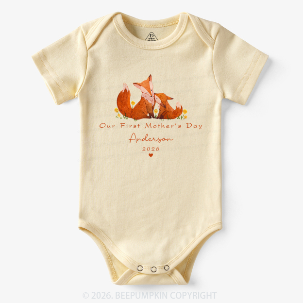 Personalized First Mother's Day Fox Bodysuit
