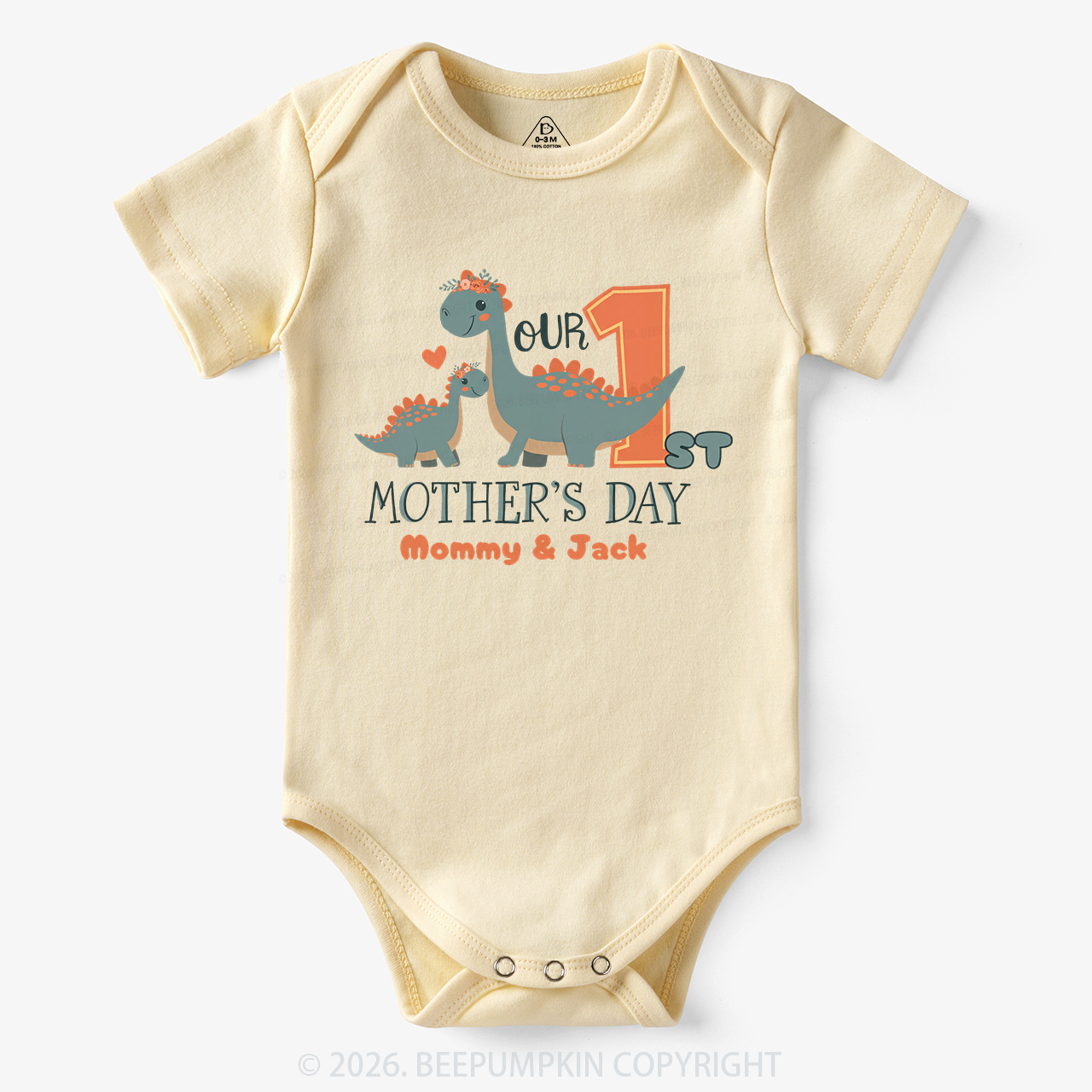 Personalized Funny Dinosaur Mother's Day Bodysuit