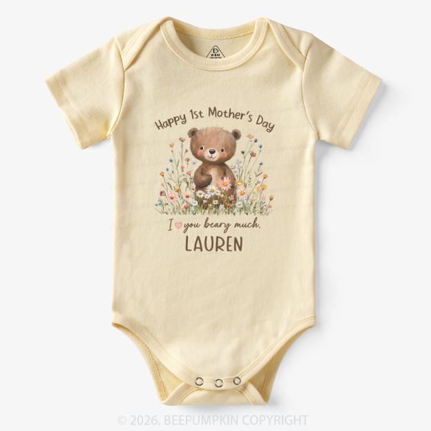 Personalized Happy 1st Mother's Day Floral Bear Bodysuit