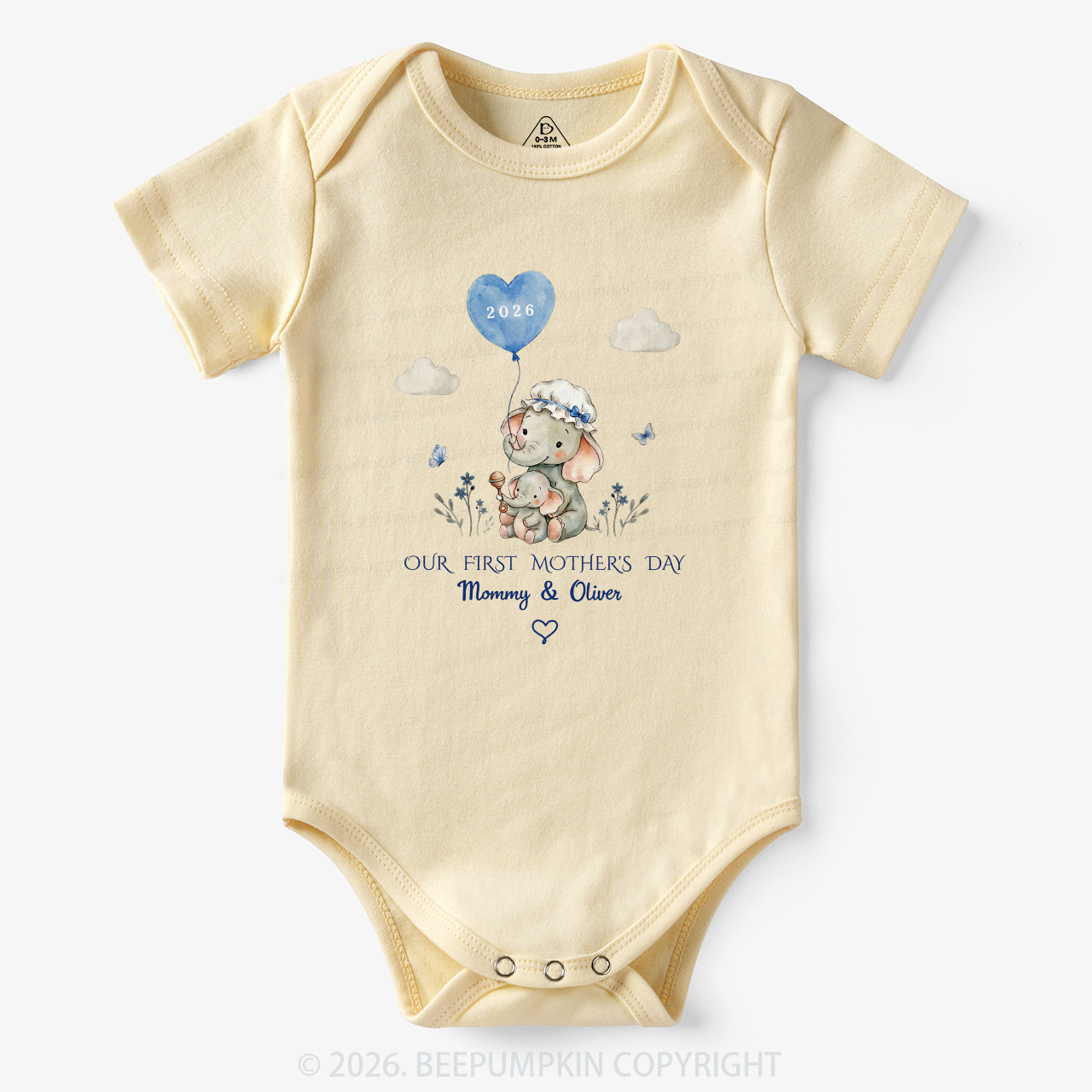 Personalized First Mother's Day Elephant Bodysuit
