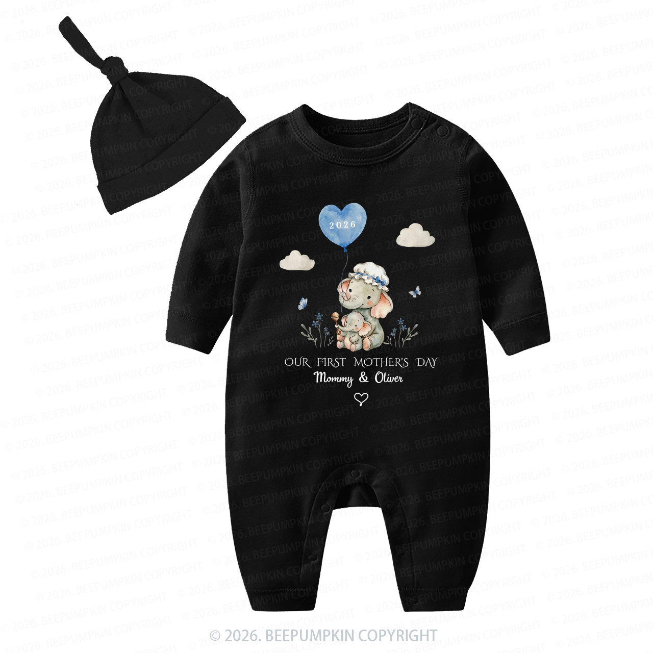 Personalized First Mother's Day Elephant Baby Coming Home Outfit