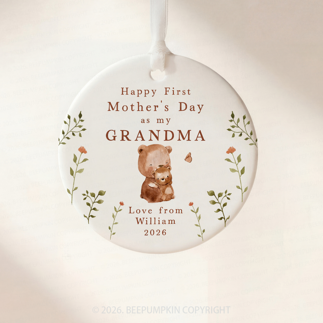 Personalised First Mother's Day Bear Ornament Beepumpkin