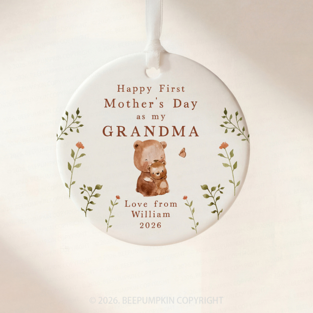 Personalised First Mother's Day Bear Ornament Beepumpkin