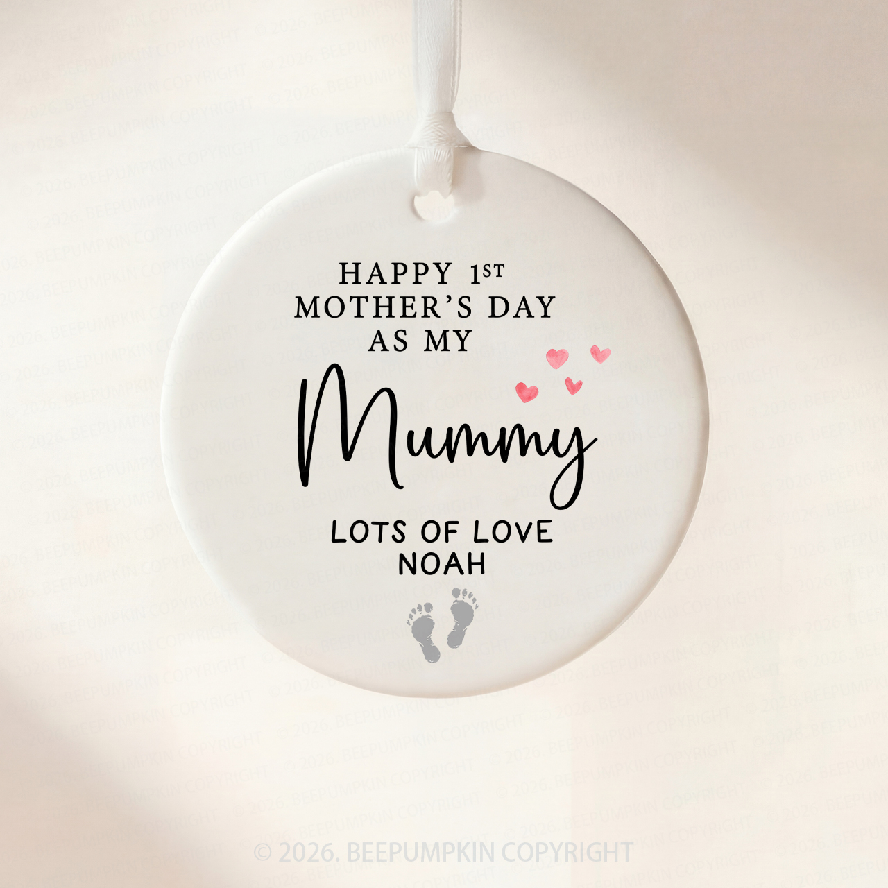 Personalized Happy 1st Mother's Day Ornament Beepumpkin