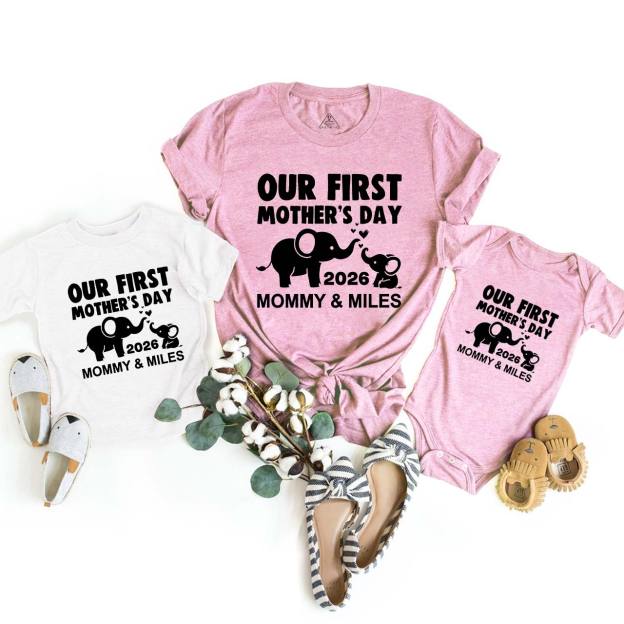 Elephant First Mothers Day Mom&Me Matching Tees