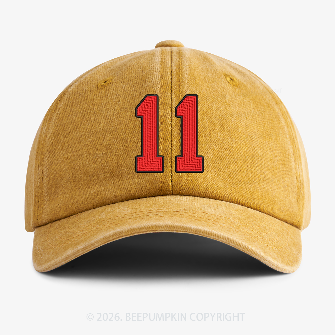 Personalized Number Embroidered Washed Baseball Cap For Kids