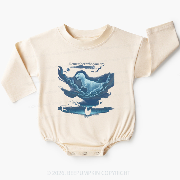 Remember Who You Are Chicken Dinosaur Baby Bubble Romper