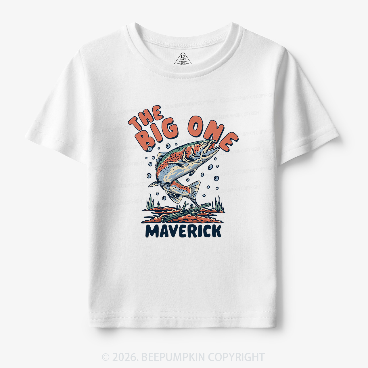 Personalized Retro The Big One Fishing Trout 1st Birthday Toddler&Kid's Tees