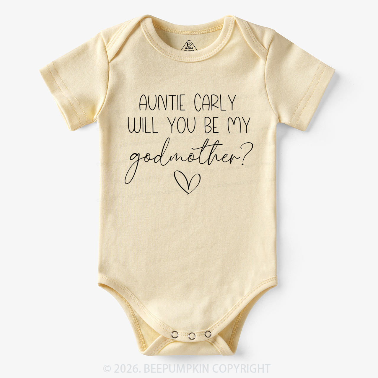 Personalized Auntie Will You Be My Godmother Bodysuit