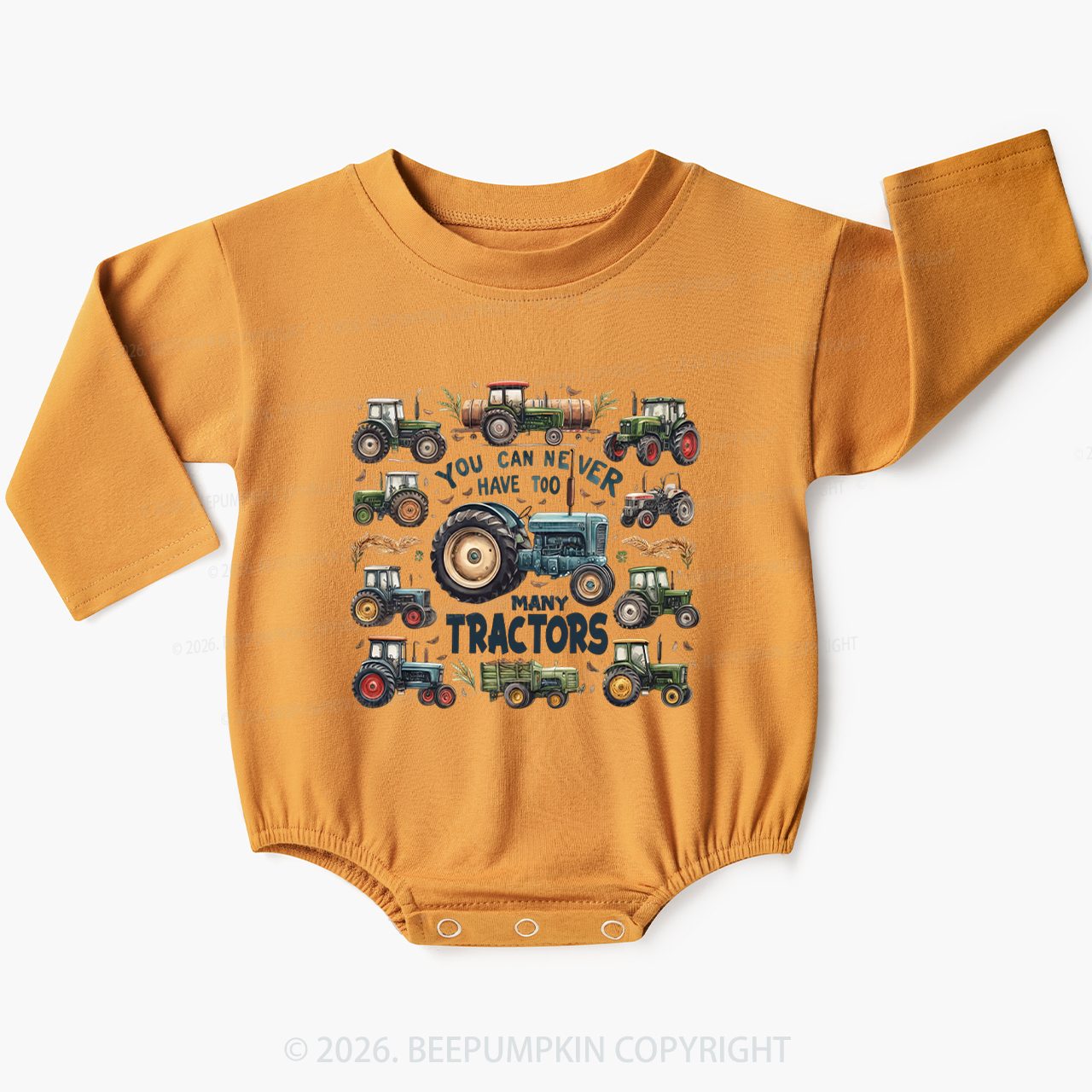 You Can Never Have Too Many Tractors Baby Bubble Romper