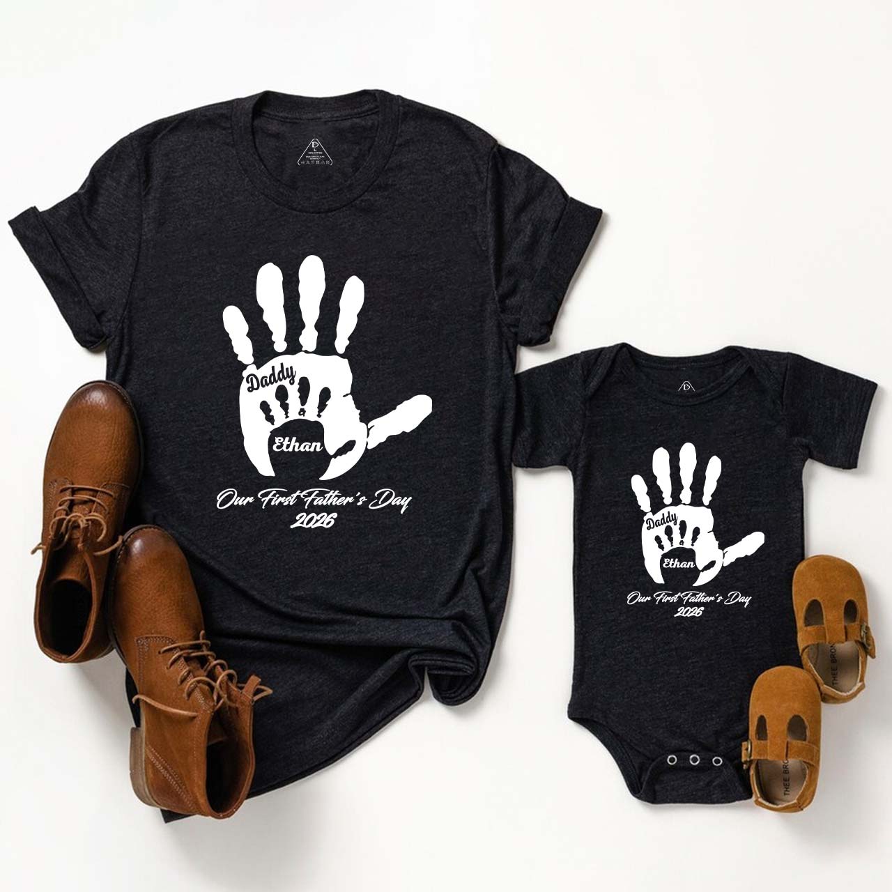 Personalized Our First Father's Day Hands Daddy And Me Matching Shirt