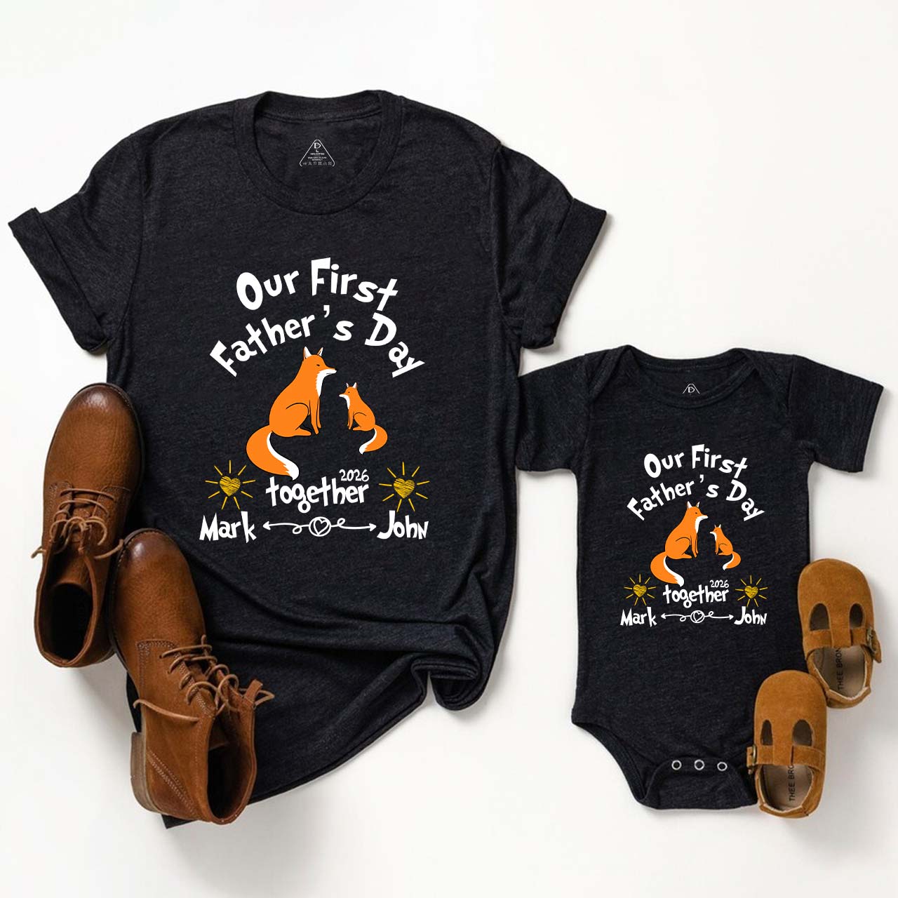 Personalized First Father's Day Fox Dad&Me Matching Shirts