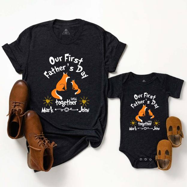 Personalized First Father's Day Fox Dad&Me Matching Shirts