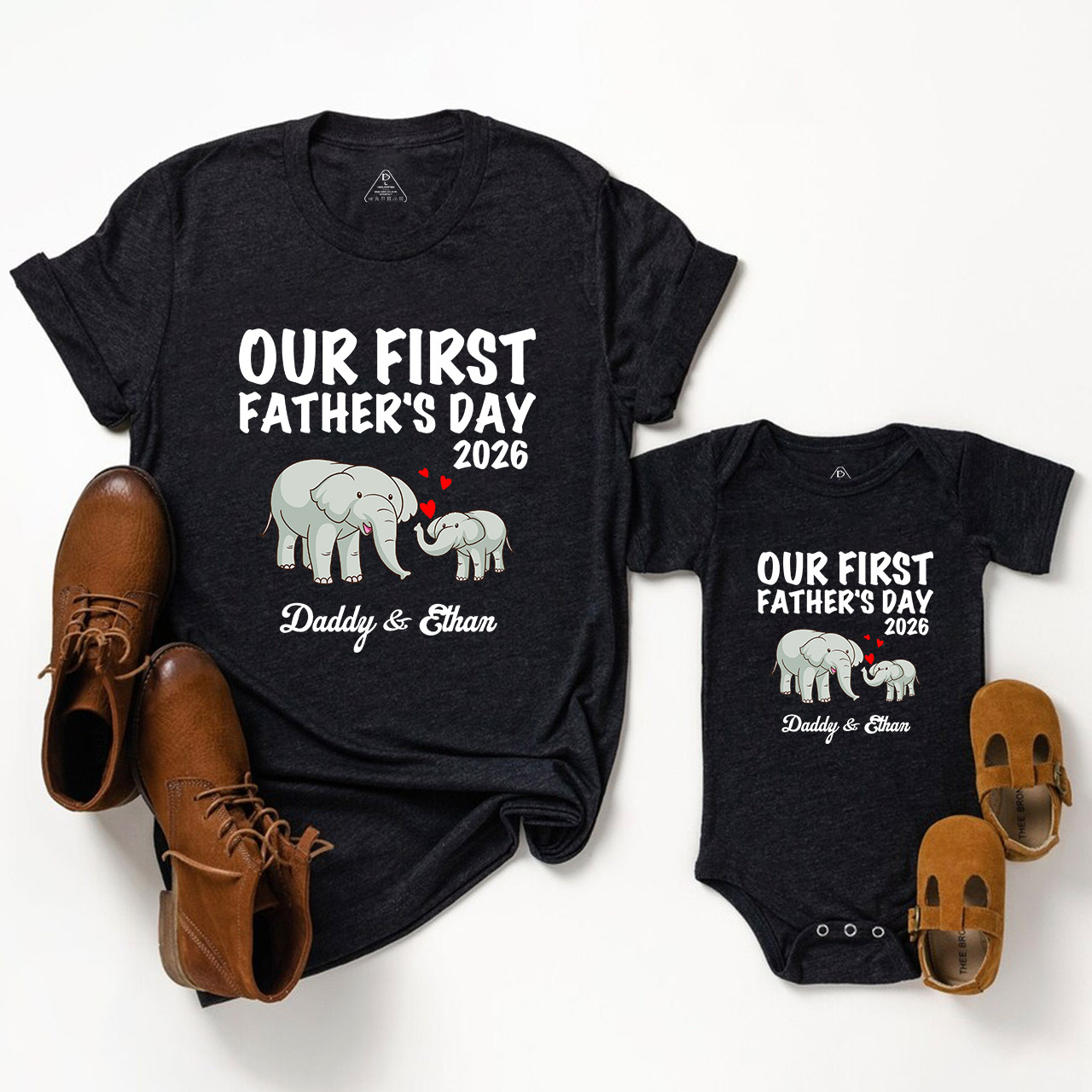 Personalized Elephant Love Launch Dad&Me Matching Shirts