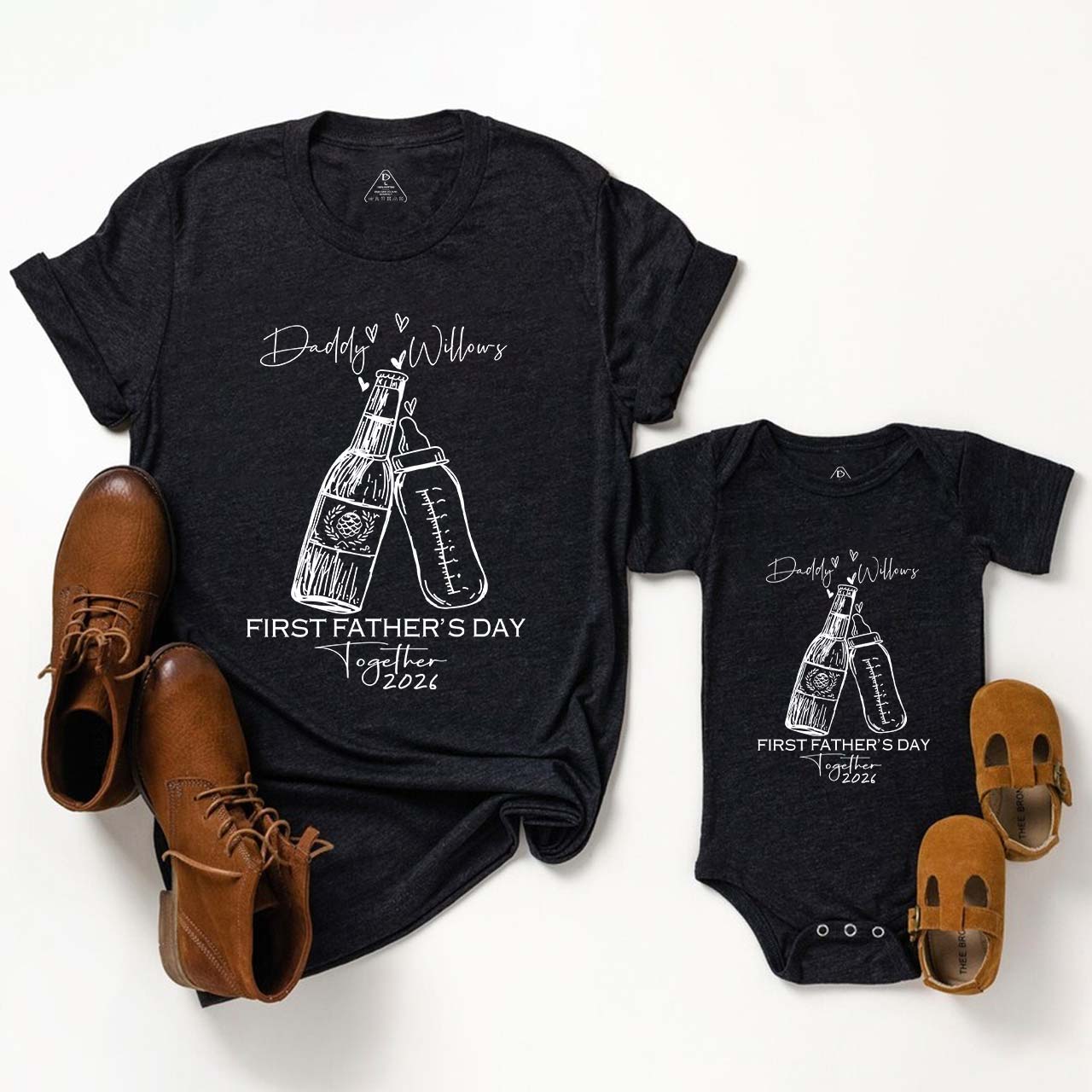 Matching First Dad and me Bodysuit & Shirts (Together)