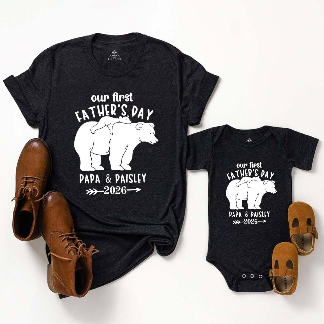 First Dad and me Gift-Dad Bear With Baby Bear Shirts