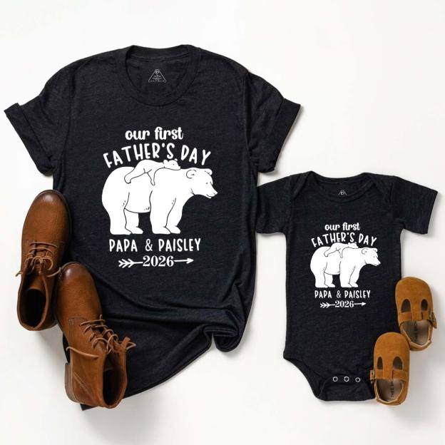 First Dad and me Gift-Dad Bear With Baby Bear Shirts