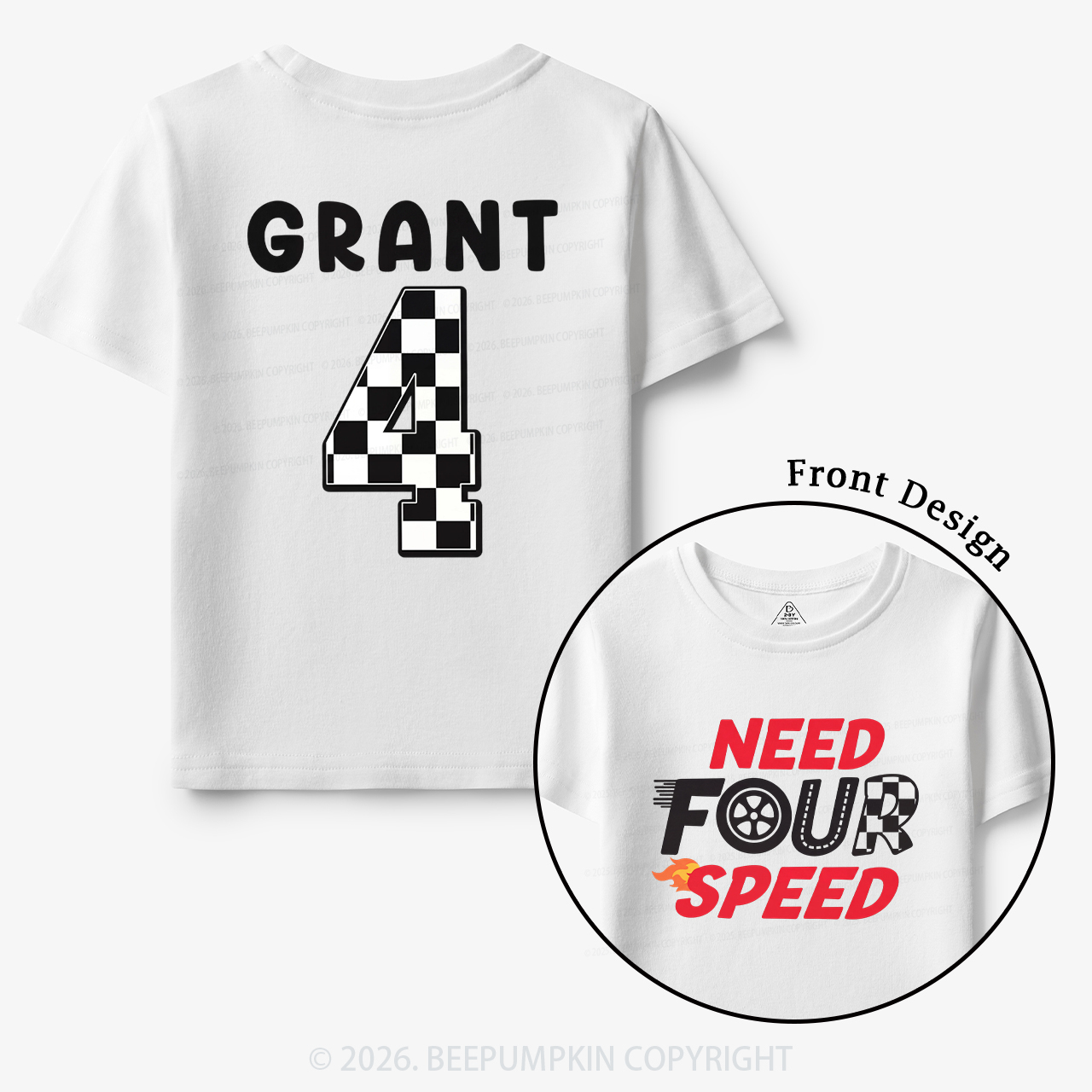 Personalized Racecar Birthday Toddler&Kid's Tees
