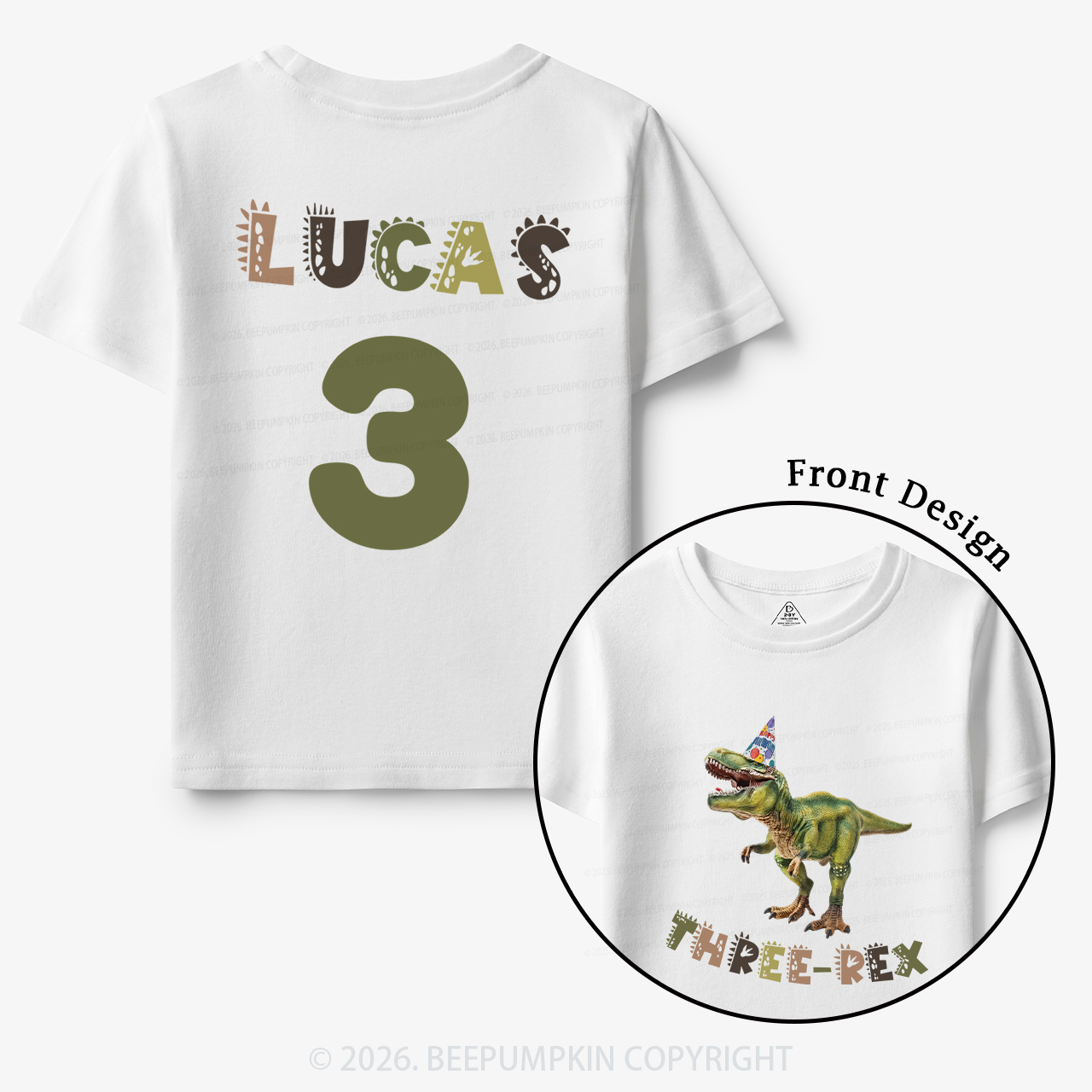 Personalized Dinosaur Birthday Party Toddler&Kid's Tees