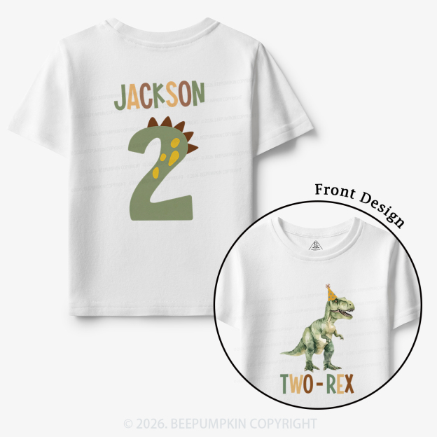 Personalized Dinosaur 2nd Birthday Toddler&Kid's Tees
