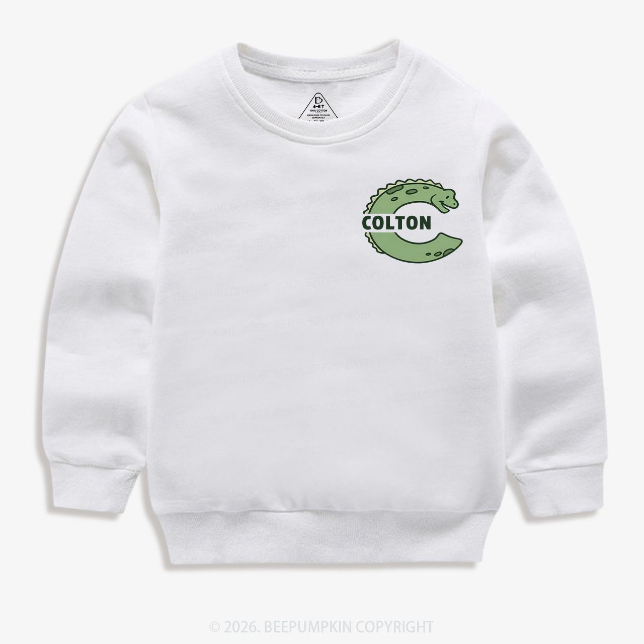 Personalized Cute Dinosaur Initial With Name Kid's Sweatshirt