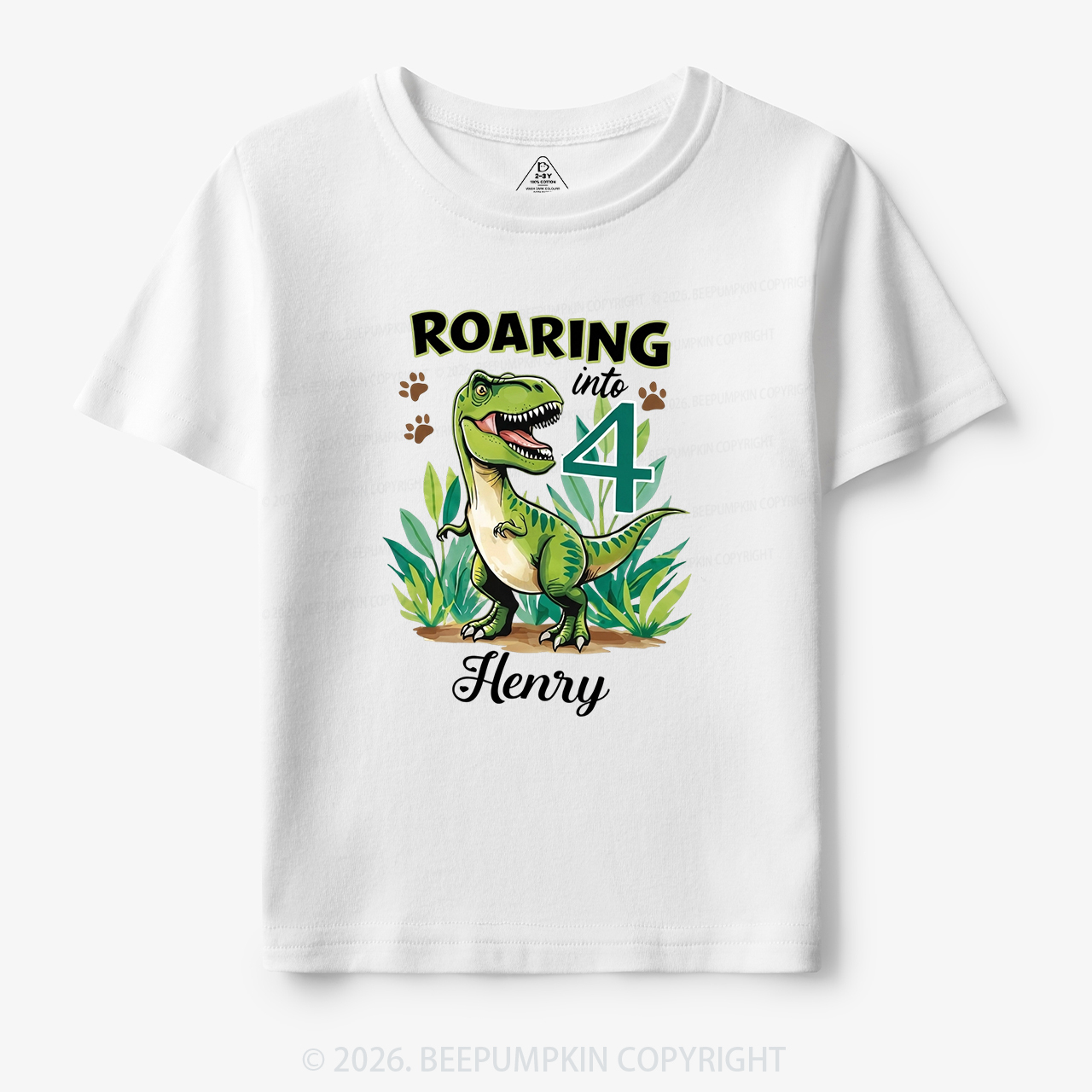 Personalized Dinosaur Birthday Any Age Toddler&Kid's Tees