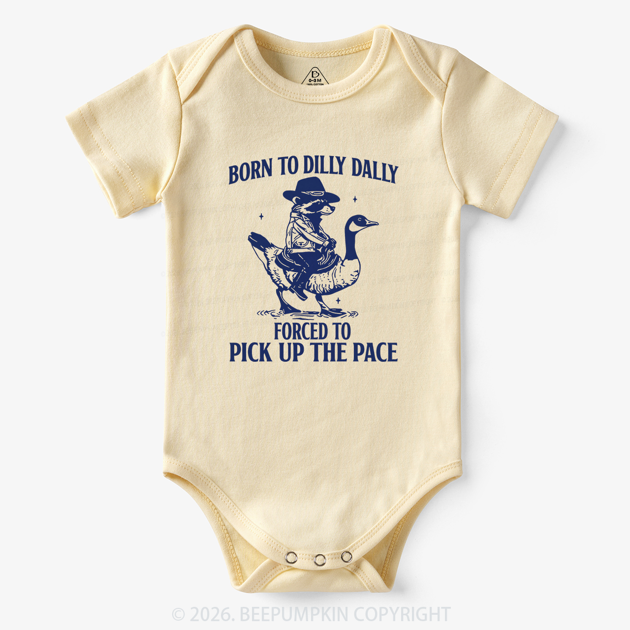 Born To Dilly Dally Retro Racoon Goose Bodysuit
