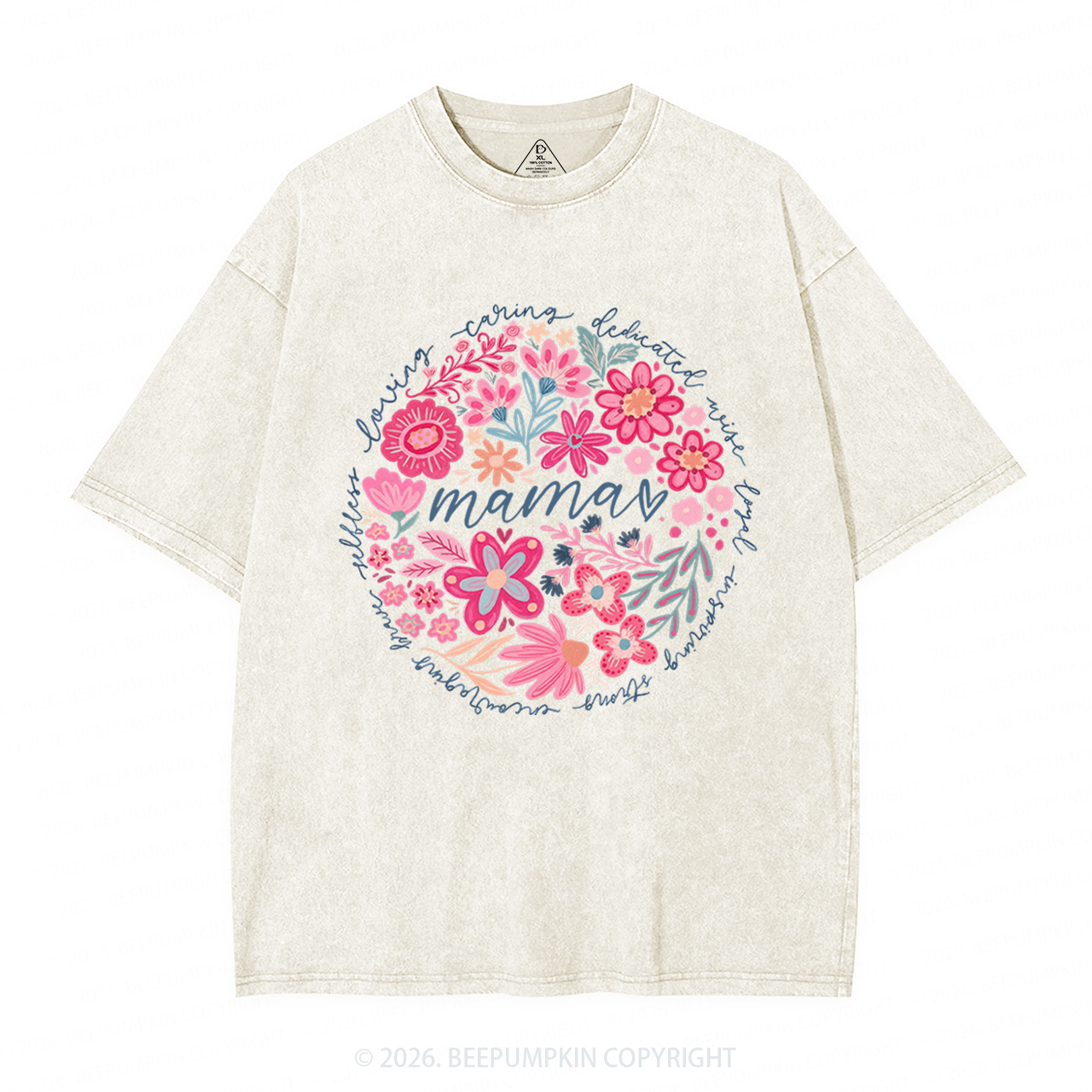 Boho Floral Spring Adult Washed T-Shirts