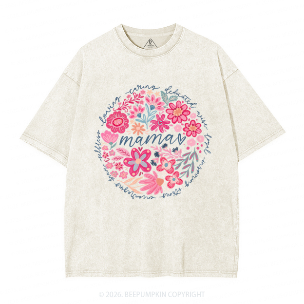 Boho Floral Spring Adult Washed T-Shirts