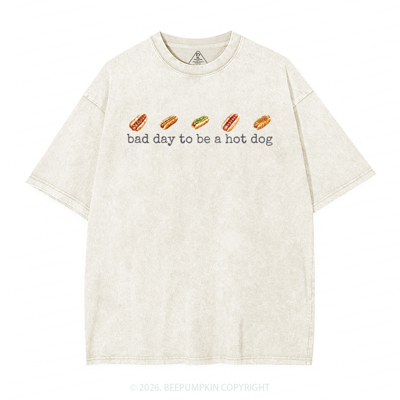 Bad Day to Be a Hot Dog Adult Washed T-Shirts