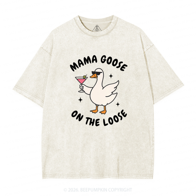 Mama Goose On the Loose Adult Washed T-Shirts