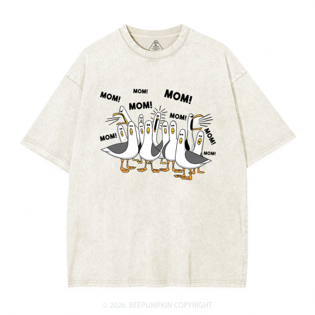 Seagulls Mom Adult Washed T-Shirts