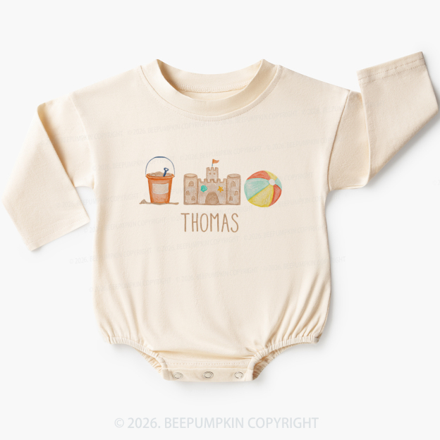 Personalized Summer Beach Toys Trio Baby Bubble Romper
