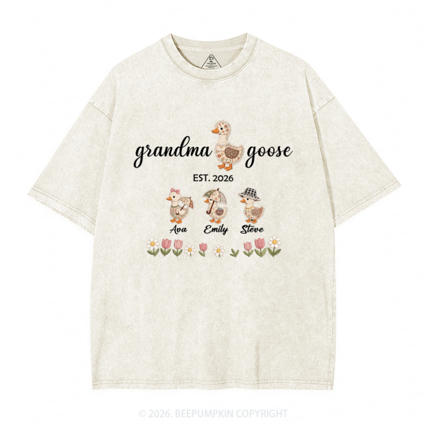 Personalized Goose Little Goslings Adult Washed T-Shirts