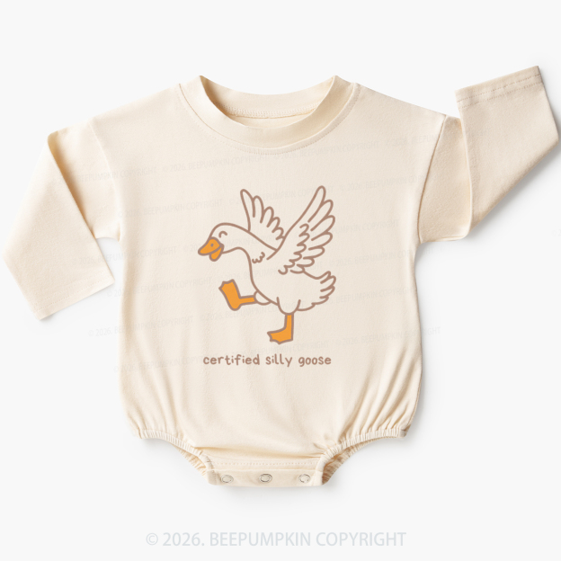 Funny Certified Silly Goose Baby Bubble Romper