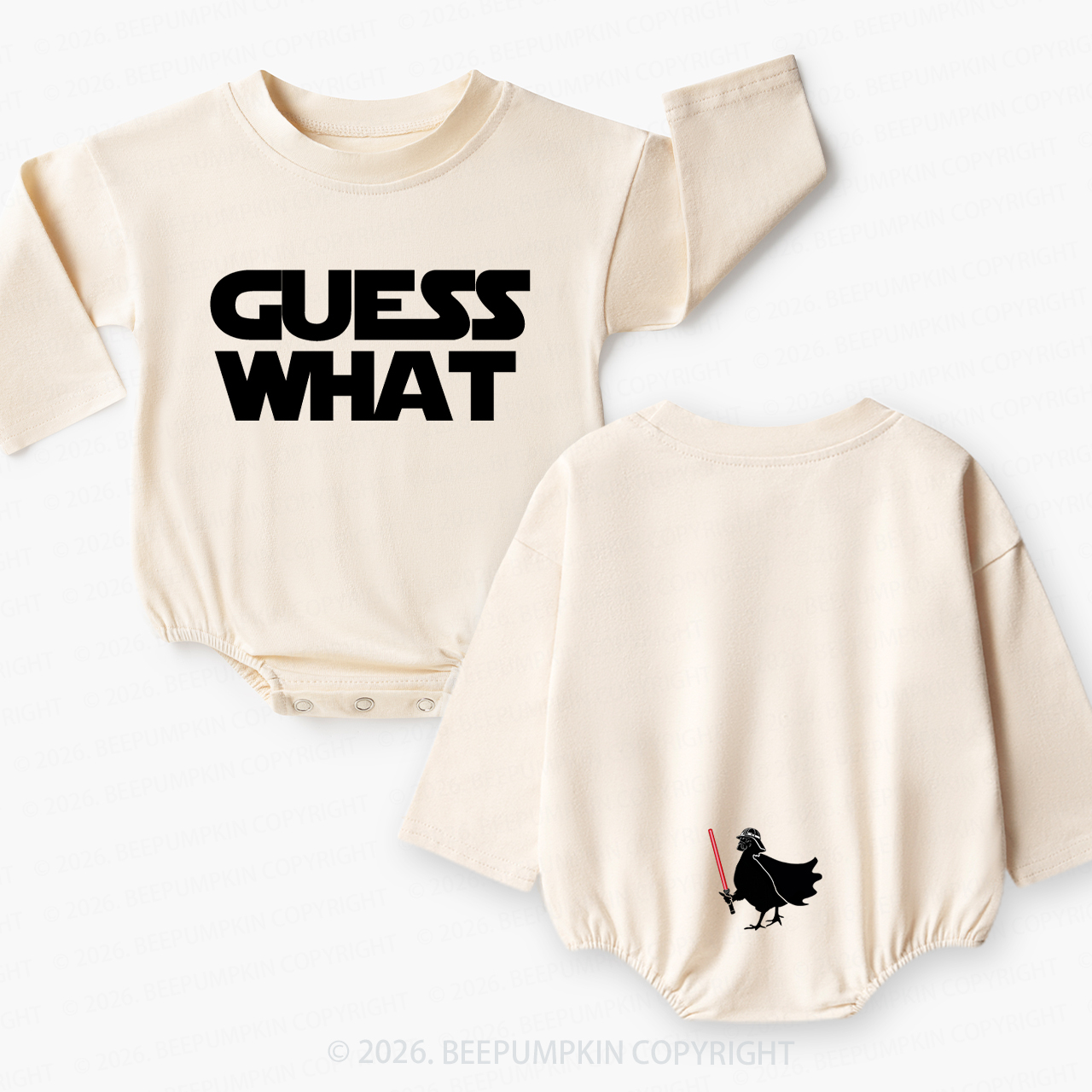 Galaxy Guess What Chicken Butt Baby Bubble Romper