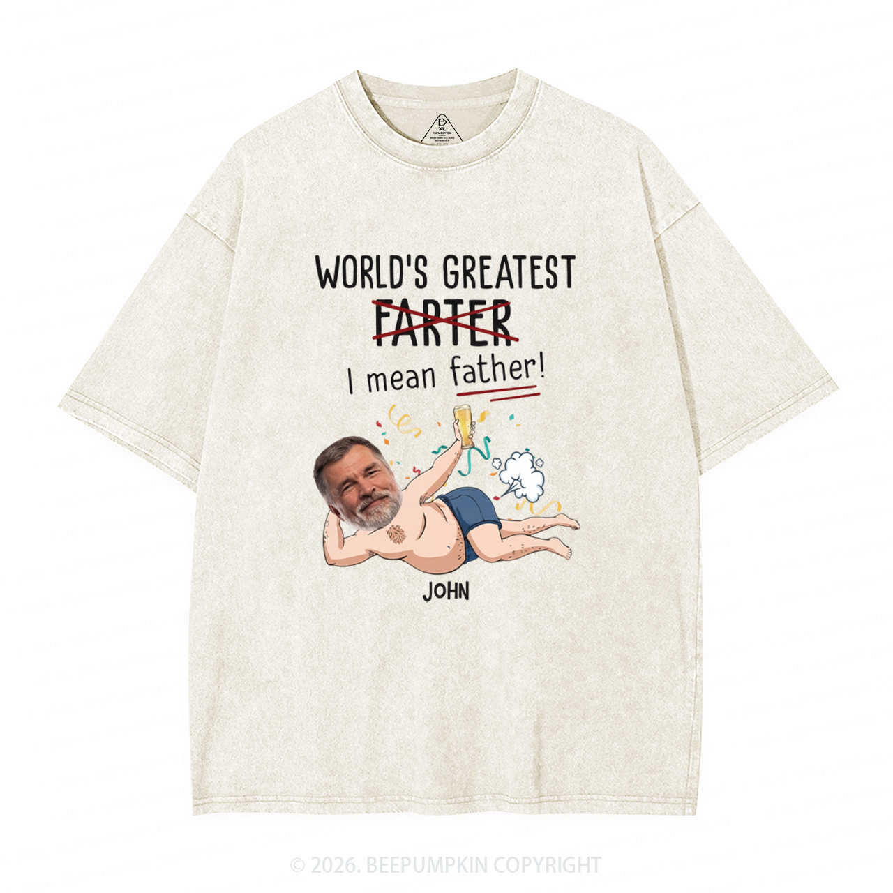 Personalized Photo Gift World's Greatest Farter Washed T-Shirts