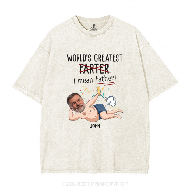 Personalized Photo Gift World's Greatest Farter Washed T-Shirts