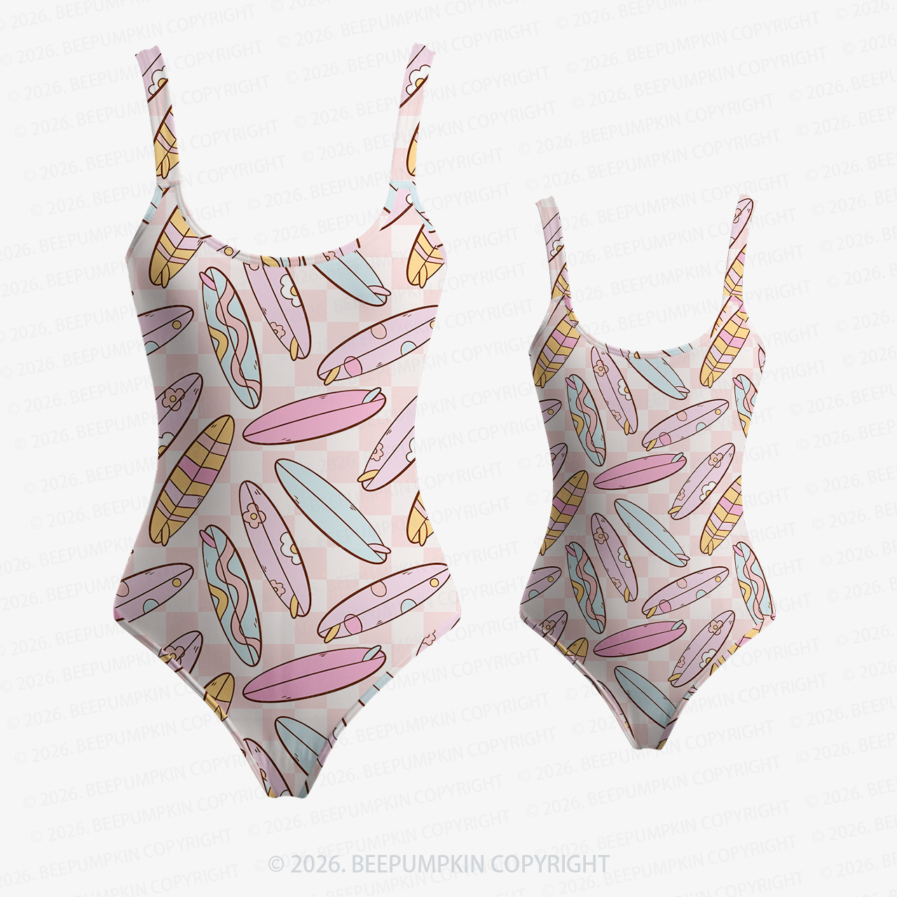 Pastel Surfboard Mom&Me Halter Tie Swimsuit
